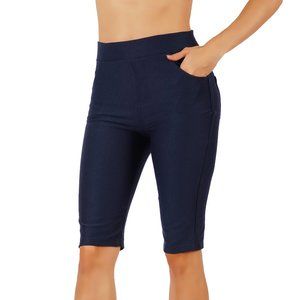 3pcs Set Pull-Up Bermuda Shorts Mid Rise Ponte Knit Casual Office School Uniform